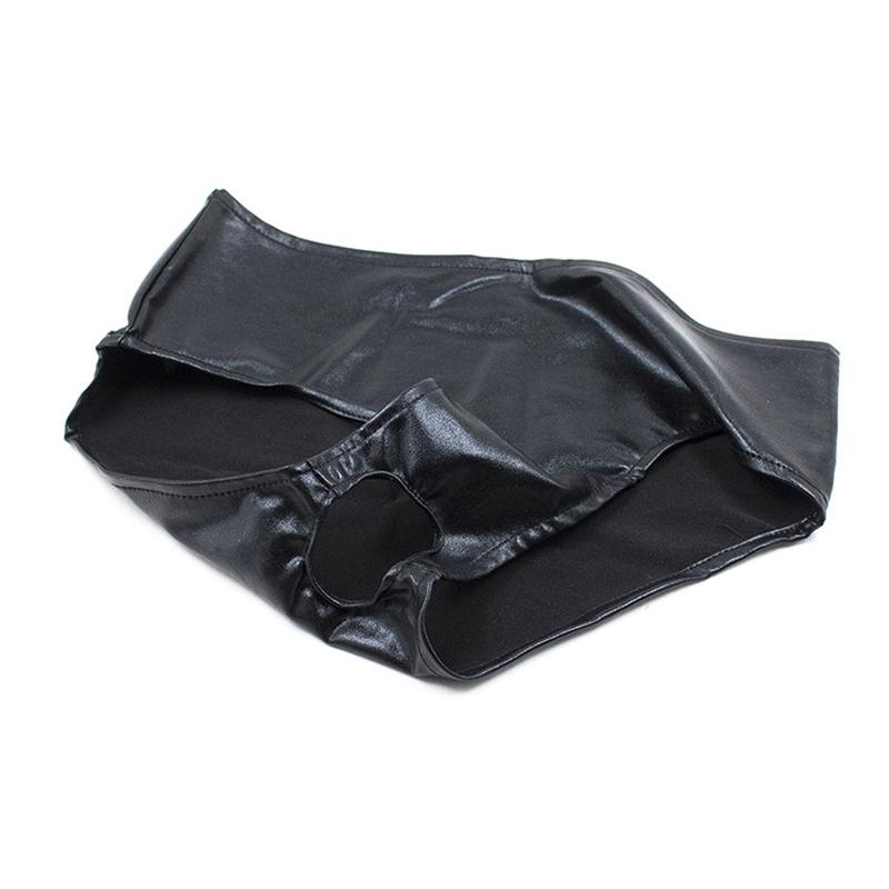 Seksowne majtki bez krocza dla kobiet, seksowne skórzane majtki z otwartym krokiem, bielizna erotyczna, pasek na penisa, majtki czystości z otworem