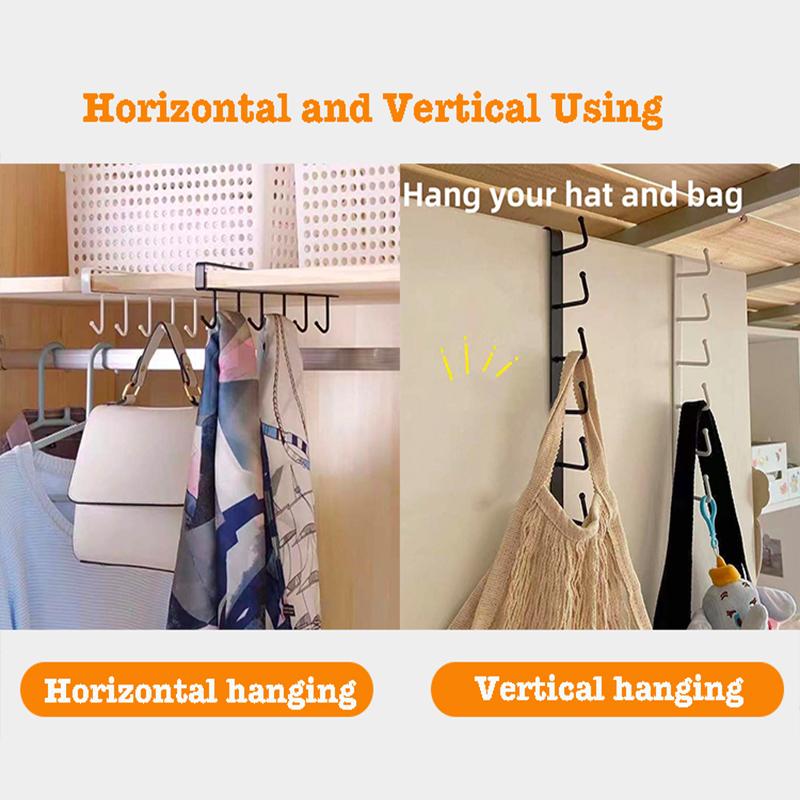 12 Hook Storage Shelf Wardrobe Kitchen Bathroom Organizer Iron Metal Under Shelves Hanging Rack Mug Cup Utensils Holder Kitchen
