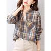 Checkered Shirt for Women In Spring and Autumn New Fashionable and Retro Pure Cotton Shirt Worn with a Foreign