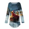 Tee Shirts For Women Casual Round Neck Long Sleeve Shirts Christmas Printing Top Pullover
