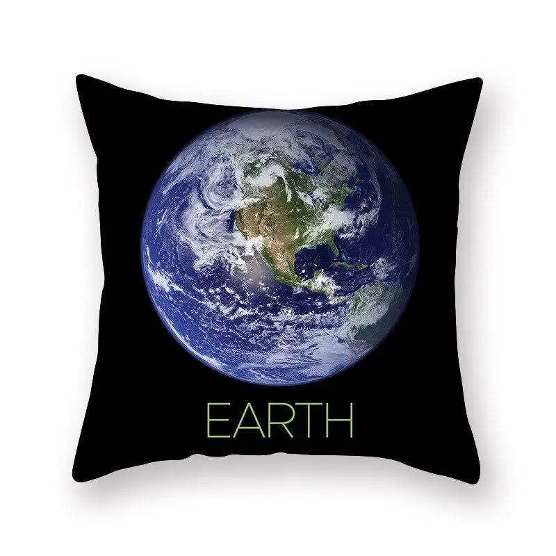 45X45Cm Galaxy Planet Cushion Cover Space Solar System Earth Moon Pluto Polyester Cushion Cover