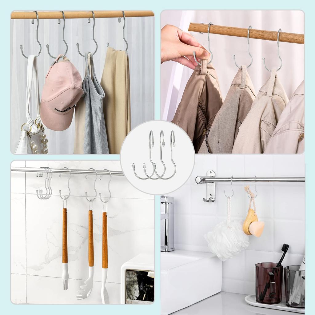 Myfolrena Handbag Hanger Bag Hook Closet Handbag Hanger Organizer Metal S Hook L Size Closet Rod Hook for Hanging Frying Pots 12-Pack Handbags,
