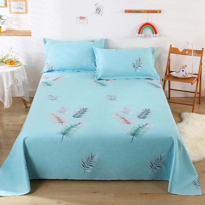 3Pcs Botanical Floral Pattern Bed Sheet Set 100% Cotton Skin-friendly Breathable Bedsheet Sets Home Flat Sheet with Pillowcases
