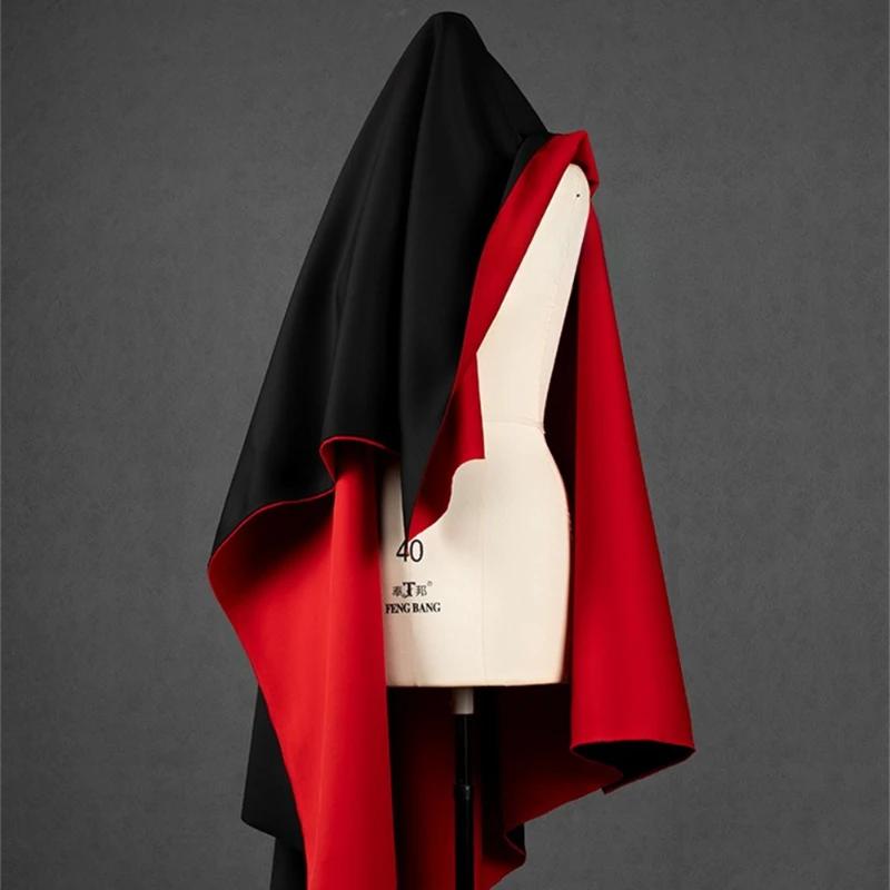 Black and Red Dual Color Space Cotton Fabric Double-sided Air Layer Composite Three-dimensional Silhouette Thick Creative Fabric 150cm x 100cm