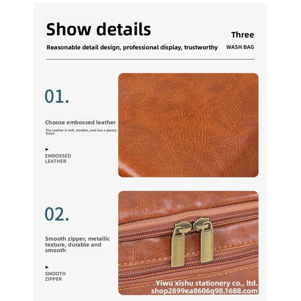 Large Capacity Men's and Women's Toiletries Bag, Portable for Outdoor Use, Waterproof PU Makeup Bag, Simple Business Travel Handbag Storage Bag