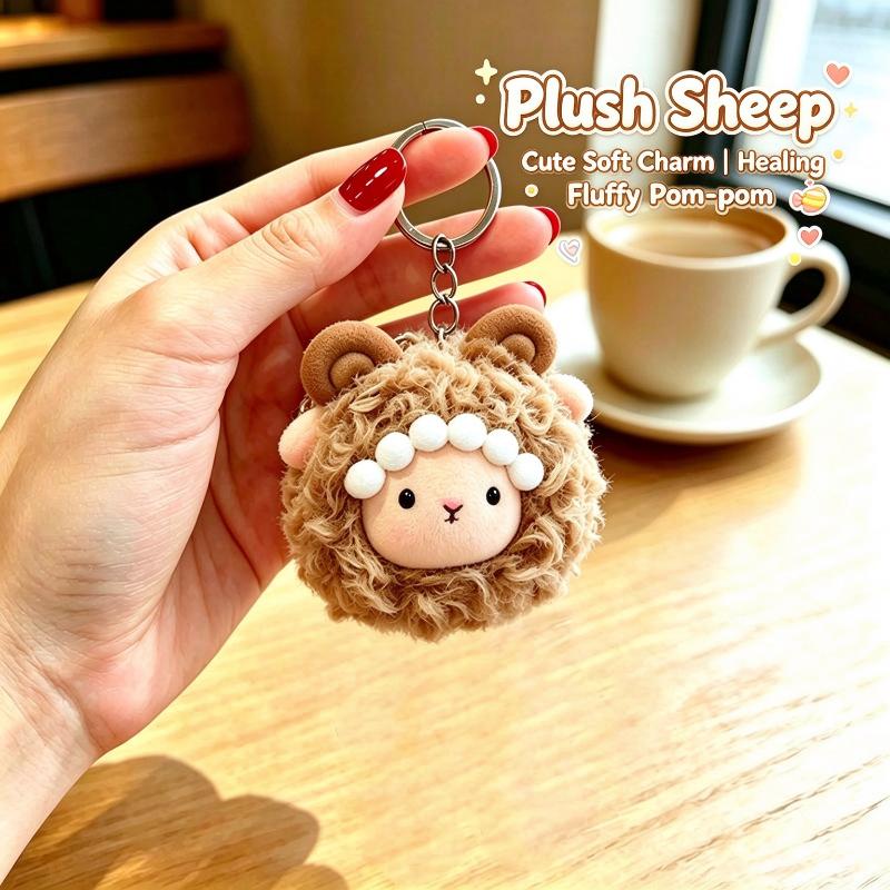 Cute Fluffy Sheep Plush Keychain Soft Fuzzy Material Perfect For Backpack Decoration Birthday Gifts For Kids And Adults