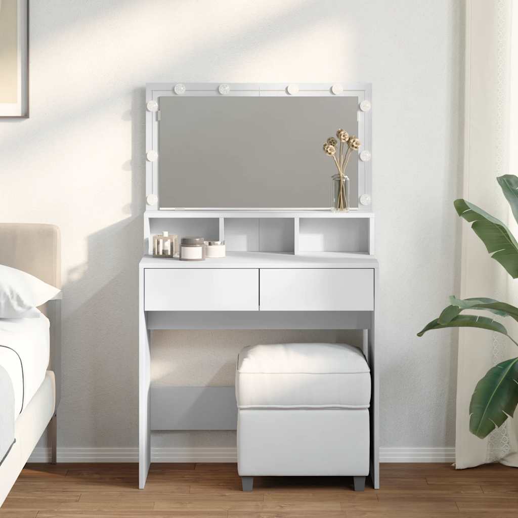 Makeup Table with LED Lighting White 80 X 41 X 134.5 Cm