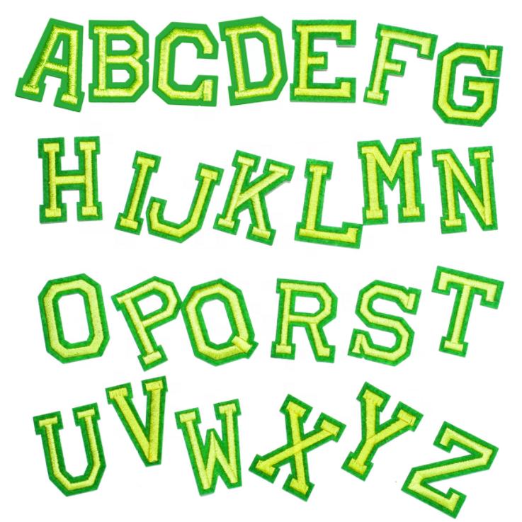 Felt Base Custom Embroidered Iron on Alphabet Letter Patches for Clothing