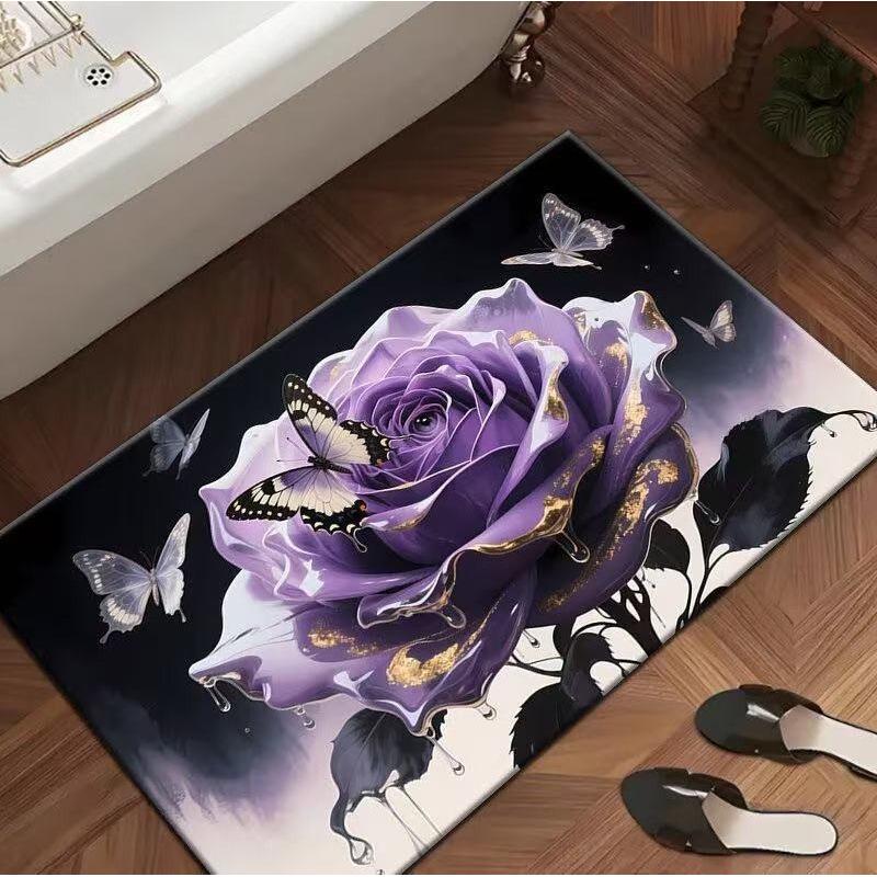 3D Rose Flower Quick-Dry Anti-Slip Bathroom Mat