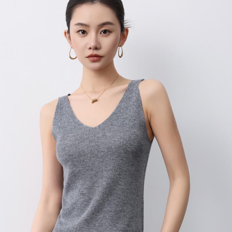 Wool Camisole Vest: Fine-Spun, Crew Neck or V-Neck, Slim-Fit Base Layer