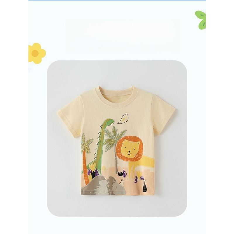 Boys' Short-Sleeve Round-Neck T-Shirts, Cute Kids' T-Shirts, Children's T-Shirts with Printed Designs