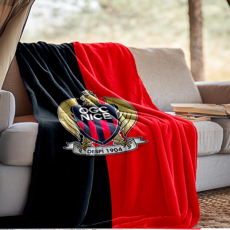 Ogc Nizza Wappen Kunstwerk Decke Leicht Ideal Bettwäsche Decke Perfekt für Reisen, Camping, Wohnzimmer, Büros, Sofas, Fan Weihnachtsgeschenk