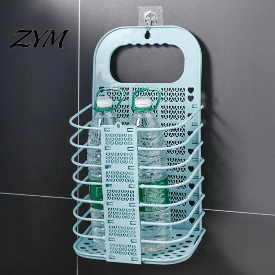 Foldable Hanging Hamper Laundry Basket, Breathable Hollow Design, Wall Mounted Portable Dirty Clothes Bag Space Saving Organizer, for Bathroom