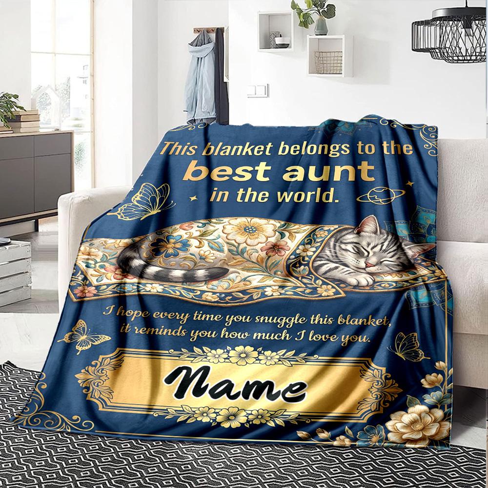 Aunt'S Seashell Blanket Love Personalized Name Blankets Soft And Comfortable Against The Skin Naps And The Office A Wonderful Gift For Friends Family