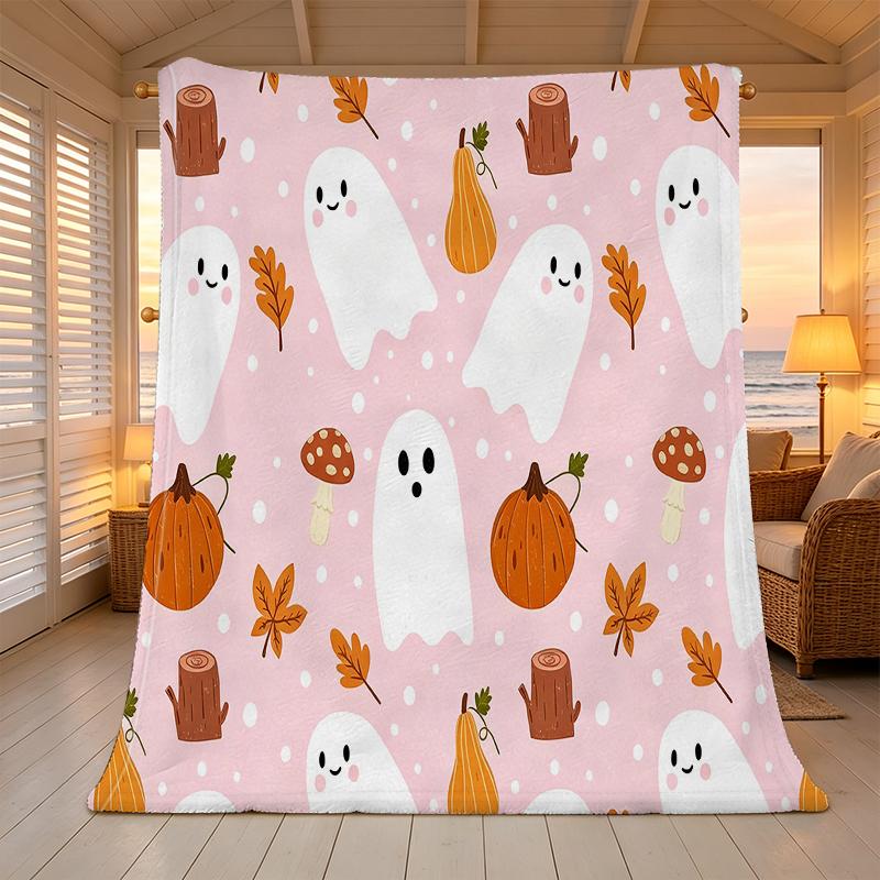 Thick Warm Flannel Blanket Ghost Pumpkin Collection, Soft Cozy Home Throw, Perfect for Indoor Comfort, Christmas & Halloween Decor