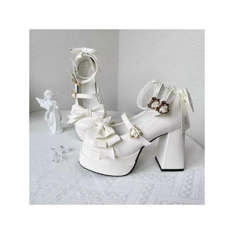 Fashion Lolita High Heels Original Design Japanese Style Sweet Spring Summer Round Head Leather Pumps Mary Jane Shoes