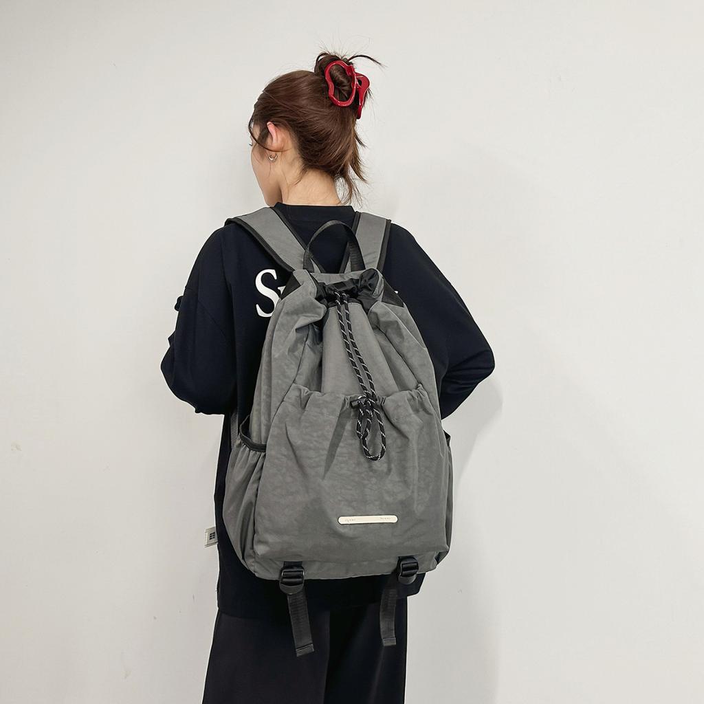Schoolbag Casual Backpack Couple Travel Outdoor Sports Lightweight Drawstring Large Capacity Casual Cloth Bag