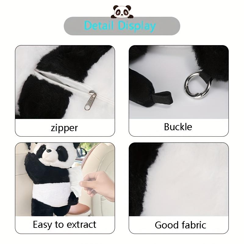 1pc Plush Panda Car Tissue Holder - Universal Fit & Easy Install | Soft Fabric Auto Organizer for SUV/Sedan