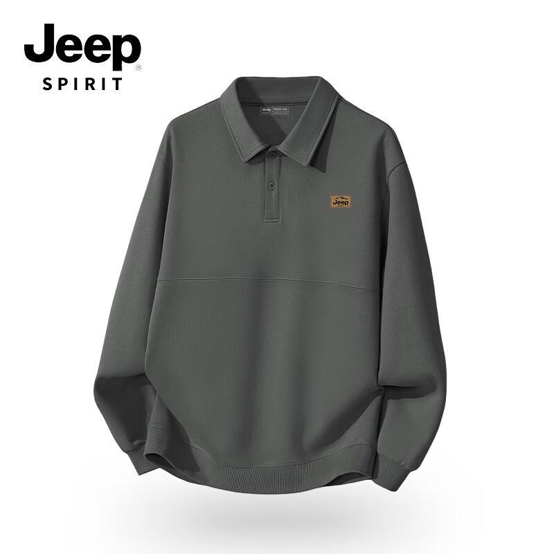 JEEP SPIRIT Męska bluza z mieszanki bawełny z kołnierzykiem polo