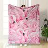 Pink Flamingo Feather Pattern Patterned blanket, flannel, suitable for all seasons, home decor, warm and cozy