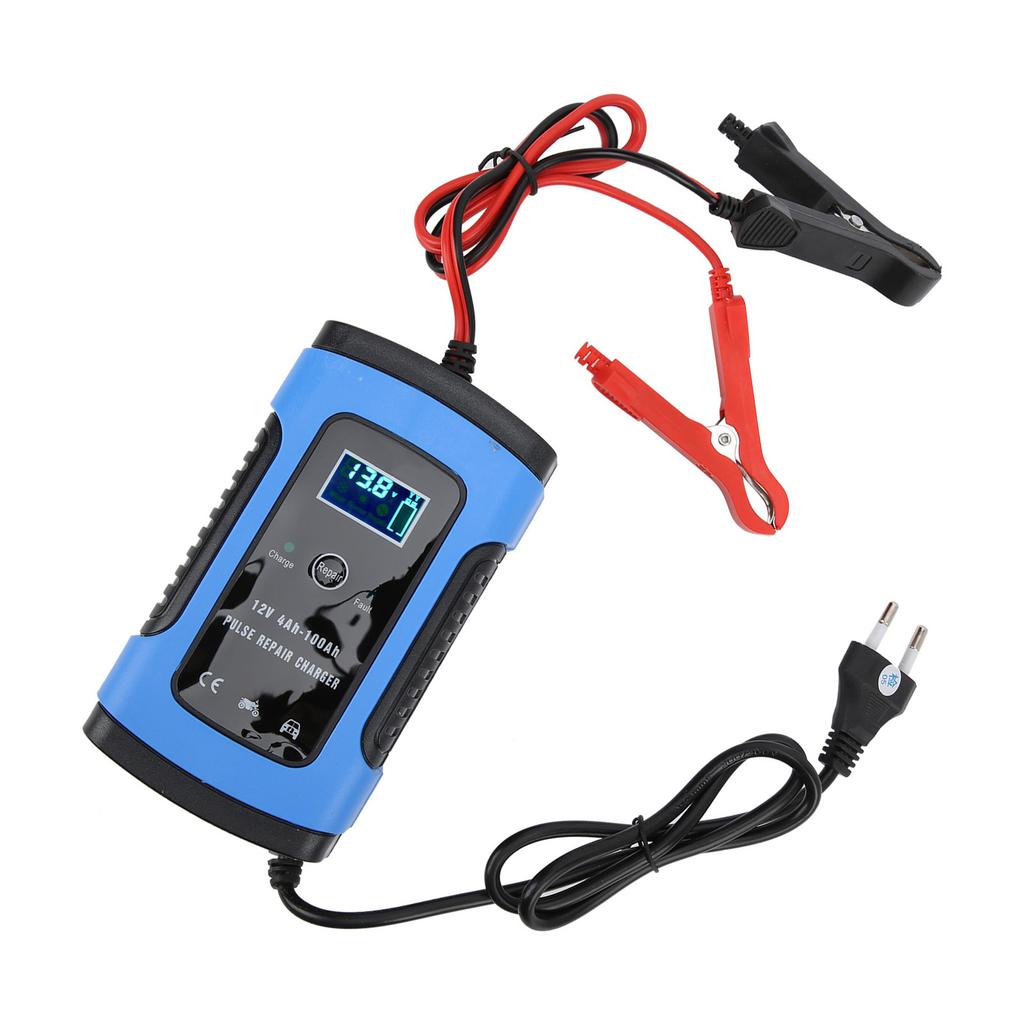 Caricabatterie per Moto 12V 6A Display Digitale Strumento di Riparazione Intelligente 100‑240V Spina UE