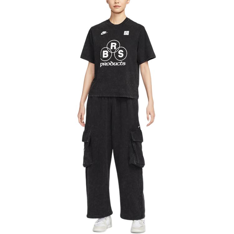 Nike Sportswear Fashion Versatile Sports Casual Short Sleeve T-Shirt Women Tops Black IF0623010