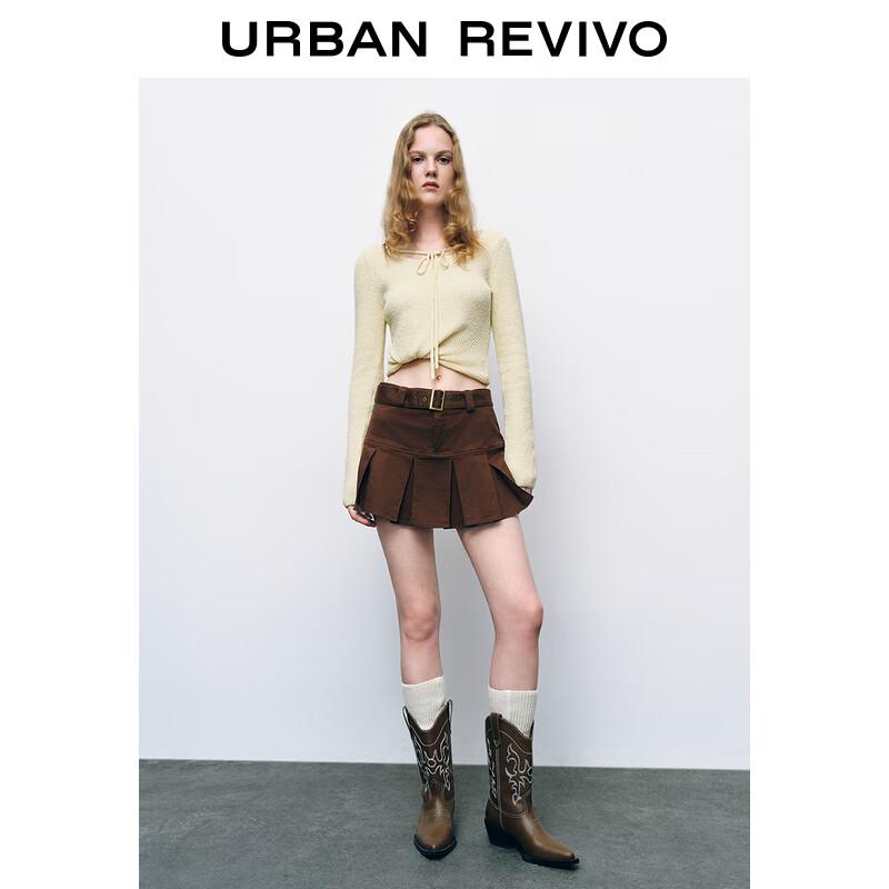 UR Women's Tie-Waist Round Neck Knit Sweater