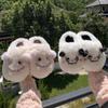 Funny cotton slippers winter 2025 new Internet celebrity cute panda plush thickened bottom non-slip warm fluff