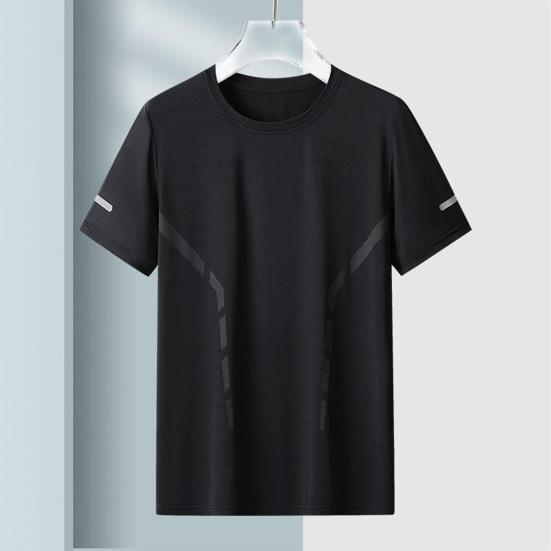 Men's Loose Fit Ice Silk T-Shirt with Round Neck and Short Sleeves - Casual and Sporty Daily Wear