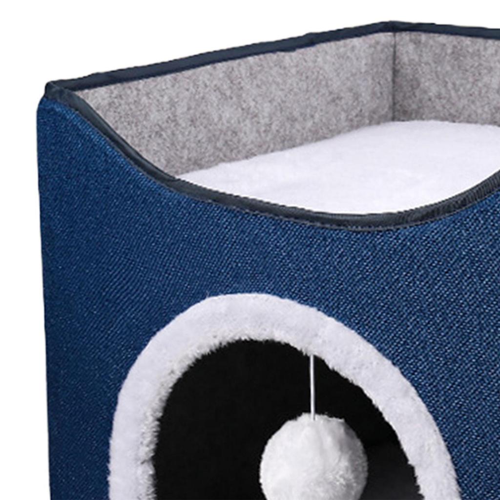 Cat Bed Cube Condo Dog Removable Cushion with Pet House for Multi Small