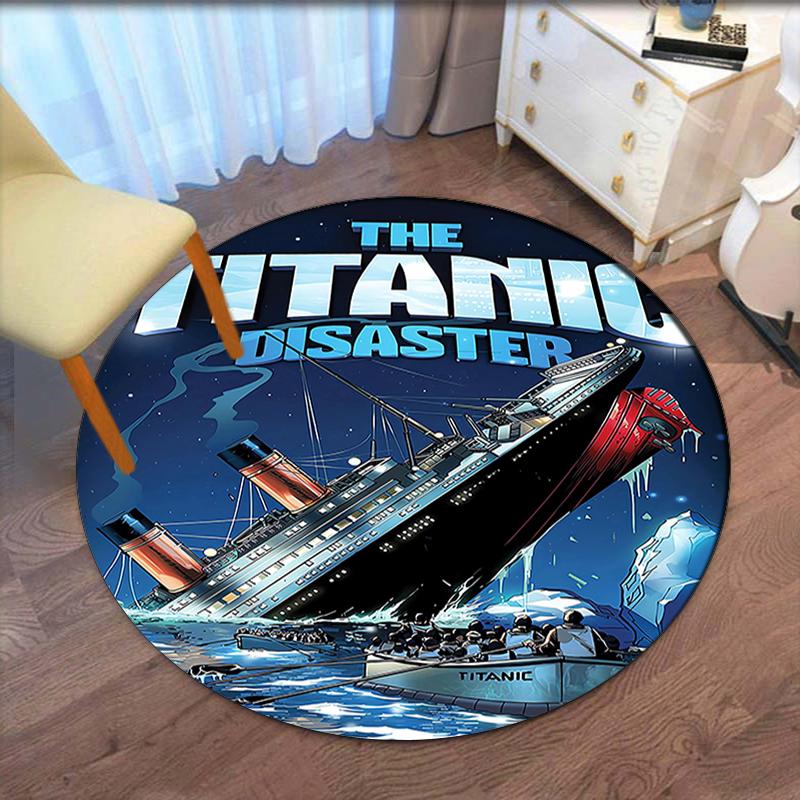 Titanic Printed Round Rug Carpet Chair Rug Area Rug Entryway Doormats,for Office Chair Living Room Bedroom Kitchen Room.