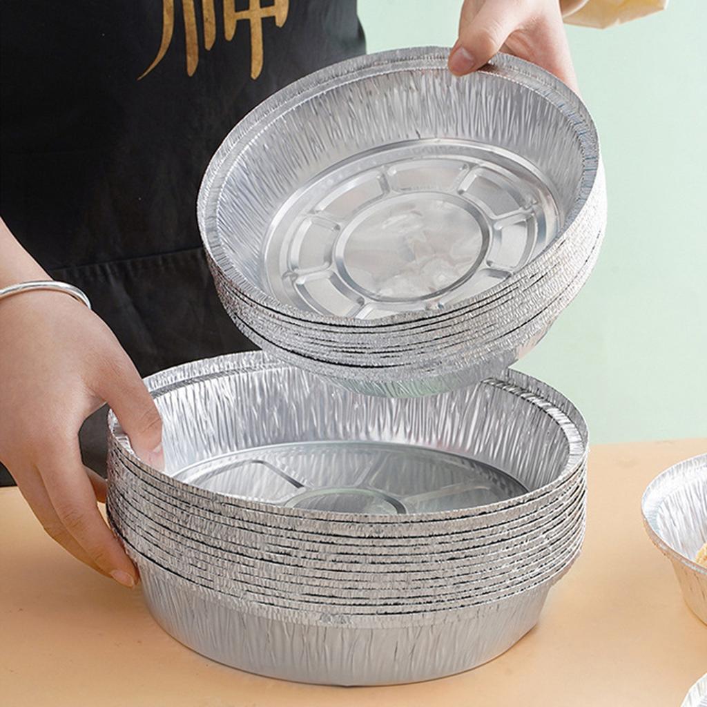  Fryer Tinfoil Plate Household Oil Absorbing Paper Oven Baking Tray Aluminum Foil Bowl Food Oil-proof Tinfoil Barbecue Plate
