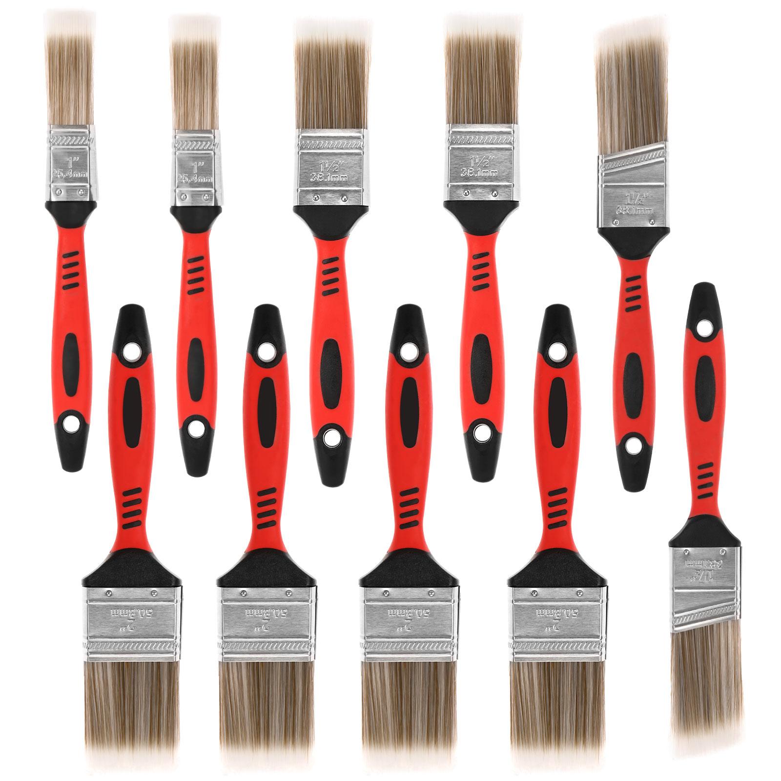 

10 Pcs Paint Brush Set Washable Reusable Paint Brushes with Comfortable Grips Grips Flat Angled Paints Brush for Furniture Wall