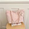 New Tote Bag, Korean Style Printed Large-Capacity Handbag, Textured Niche Design Casual Commuter Bag