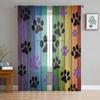 Tulle Curtains for Living Room Dog Paw Black Gray Bedroom Study Window Sheer Curtains Kitchen Balcony Interior Voile Curtains