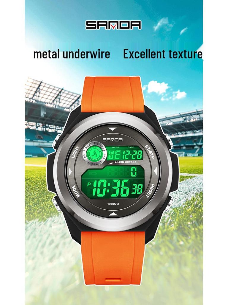 SANDA Unisex Sports Watch: Perpetual Calendar, Alarm, Dual Time Zones, Pedometer.