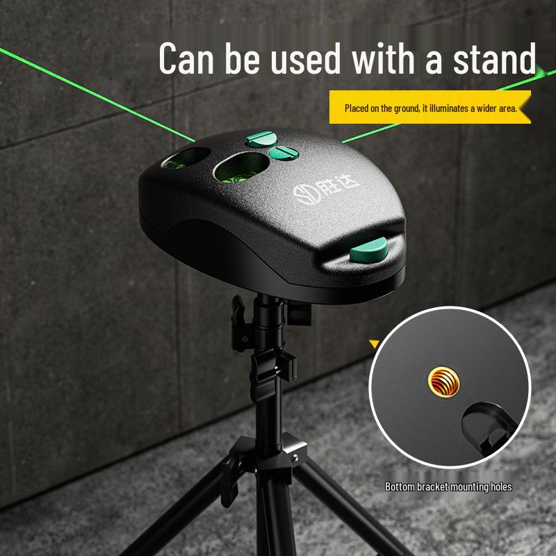 Shengda Green Infrared Laser Level: Precision 90° Floor Line Projector with Right Angle Line Striker.