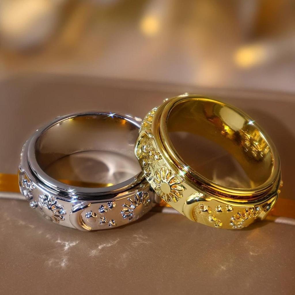 Star Moon Sun Rotating Decompression Ring - Unisex