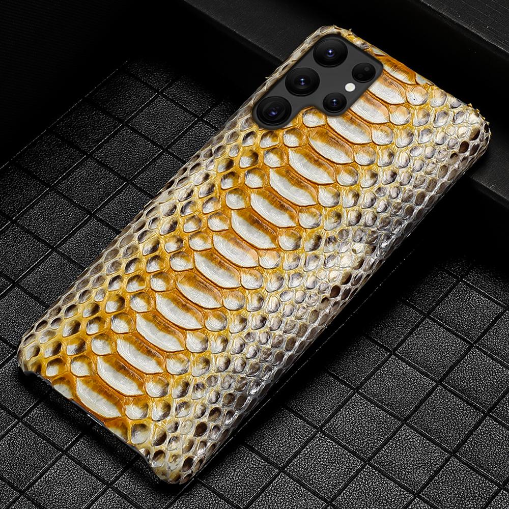 LANGSIDI Luxus Python Echtes Leder Case für Samsung Galaxy S23 S24 S25 S26 Ultra S22 Plus A56 A57 Schlangenhaut Leder Hülle