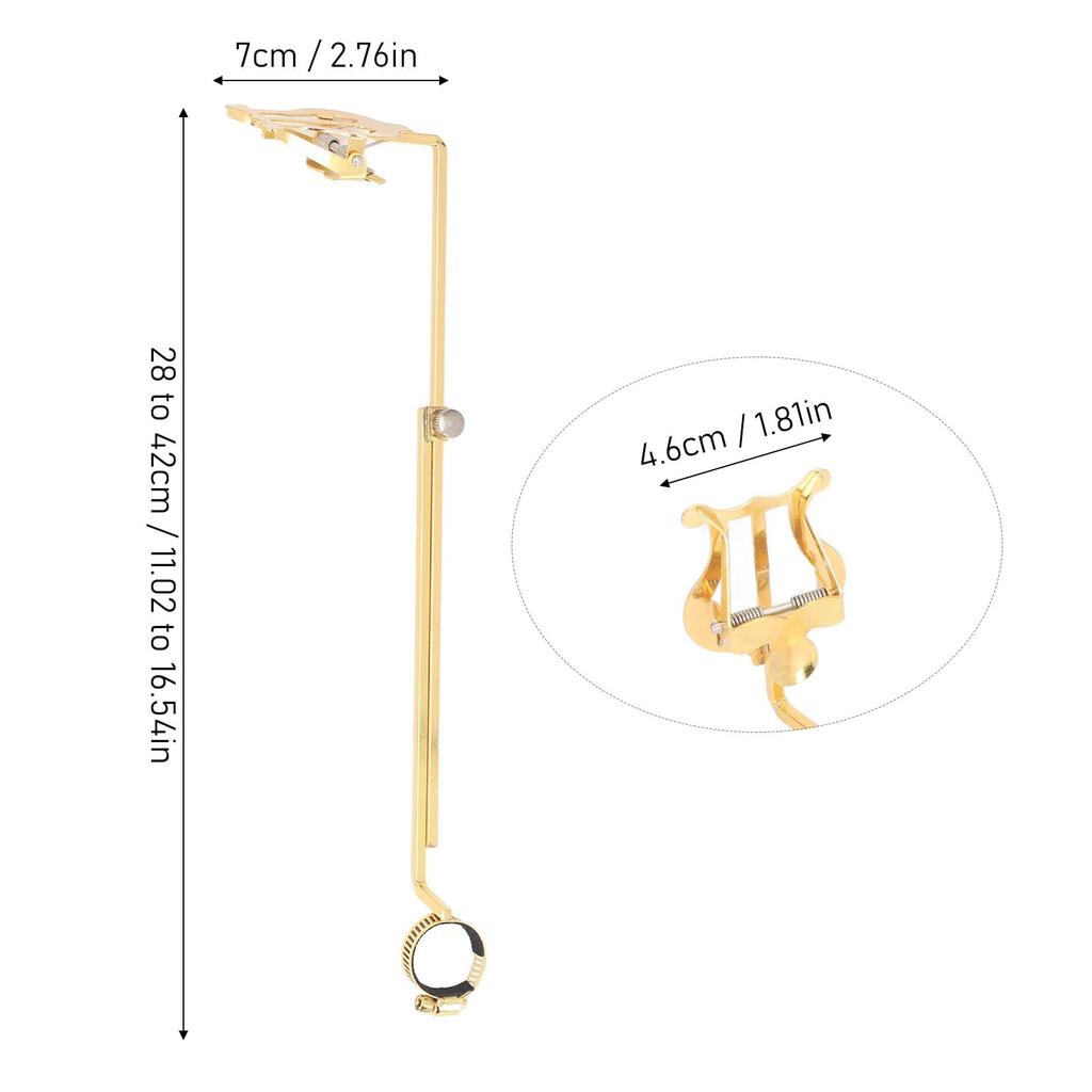 Asixxsix Flute Sheet Music Holder Alloy Sheet Music Stand Golden Metal Music Stand Portable Flute Sheet Music Clip Universal Instrument Accessory for