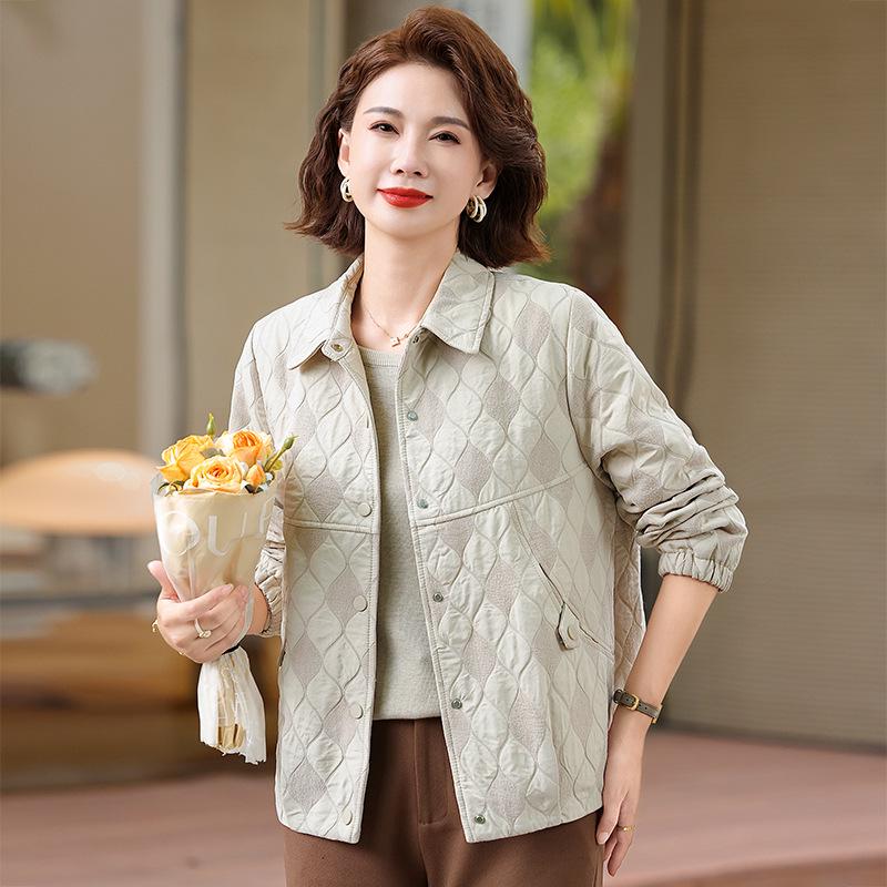 New Autumn/Winter Plus Size Lapel Jacket for Middle-Aged & Elderly Women - Casual Fashion
