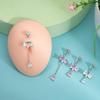 Sweet  Bowknot Heart Navel Ring For Women Girl Exquisite Shining Zircon Belly Button Ring Sexy Body Piercing Jewelry Gift