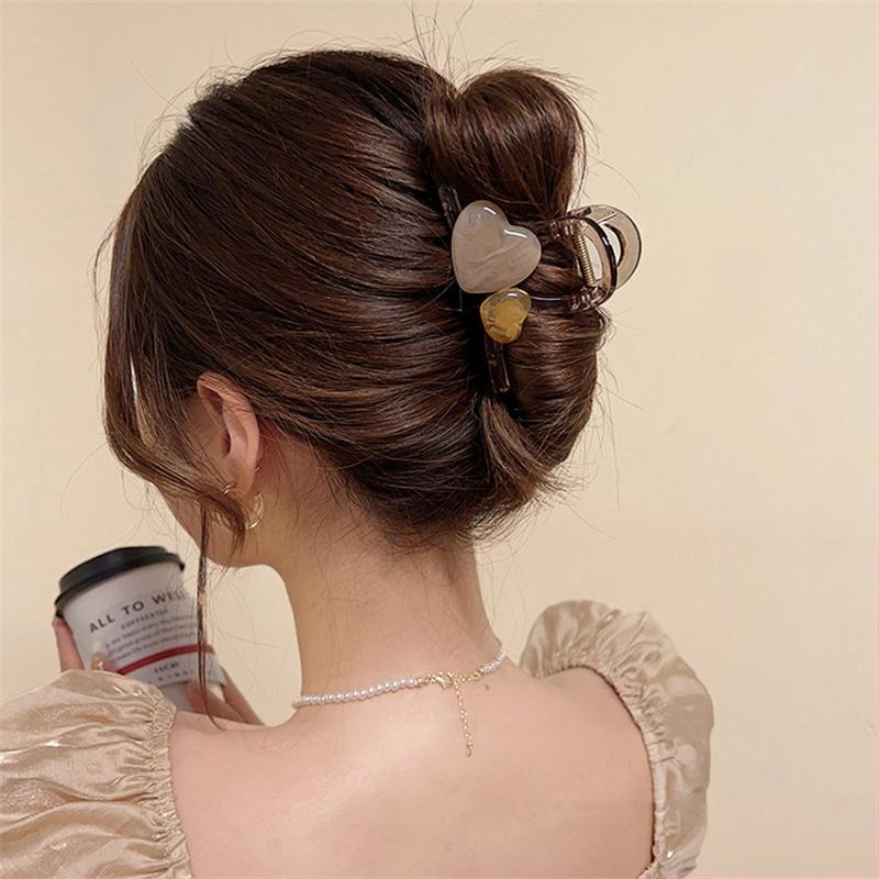 Elegant Jelly Color Heart Shape Hair Clips For Women Girls Sweet Acrylic Hair Accessories Delicate Jewelry Hairpin