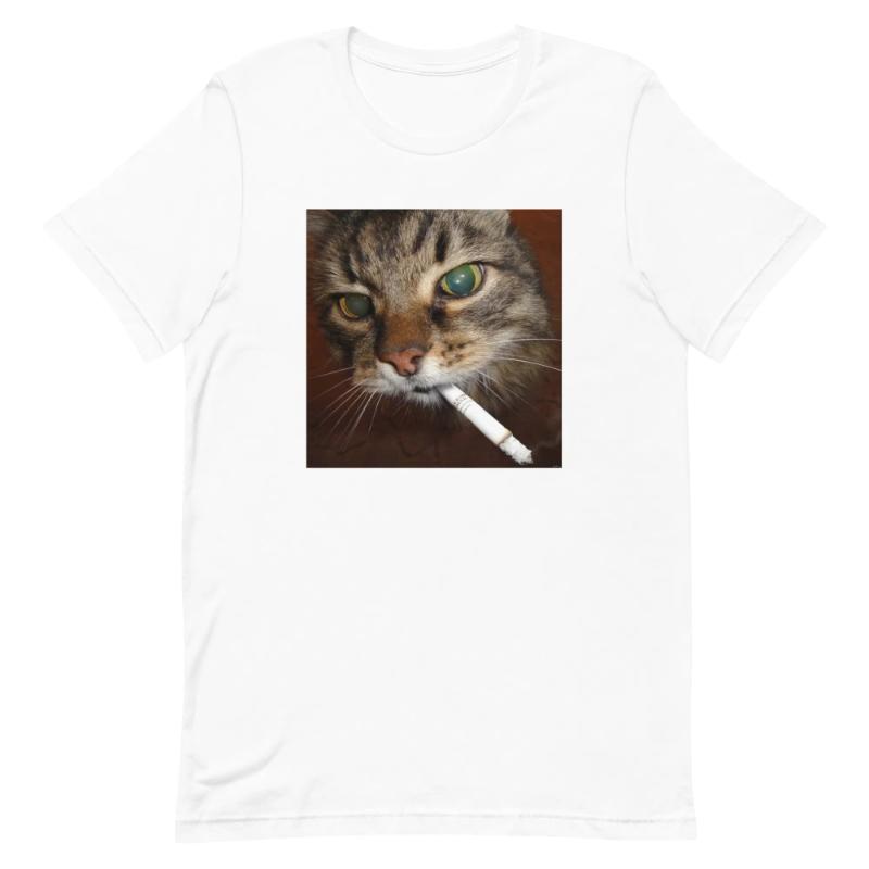 Men's Fashion Y2k Humor Saying Tee Cigarette Kitten Funny Smoking Cat Meme Stupid Brainrot T-Shirt Cute Kitty Dad Graphic Outfit