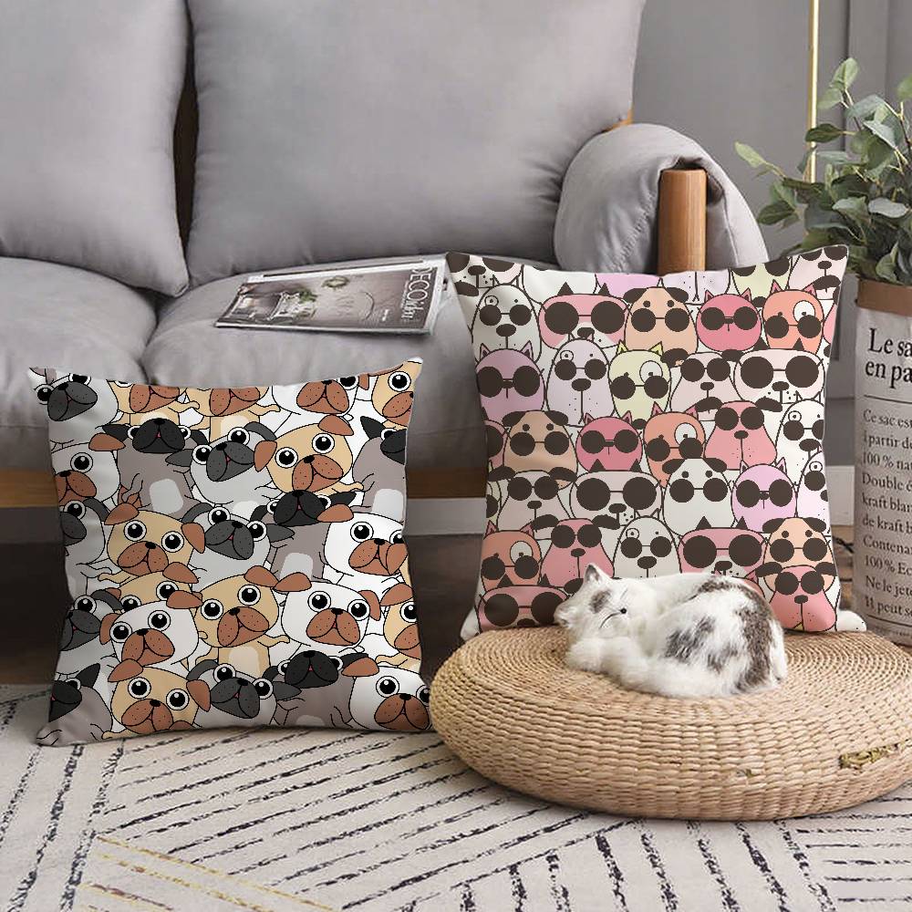 Cute Dog Face Pattern Pillow Case Home Decor Throw For Sofa Bed Car Room Decor Gift Idea