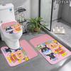 3pcs Anpanman Pattern Flannel Nonslip Absorbent Washable Decorative Bathroom Home Toilet Seat Cover Mat