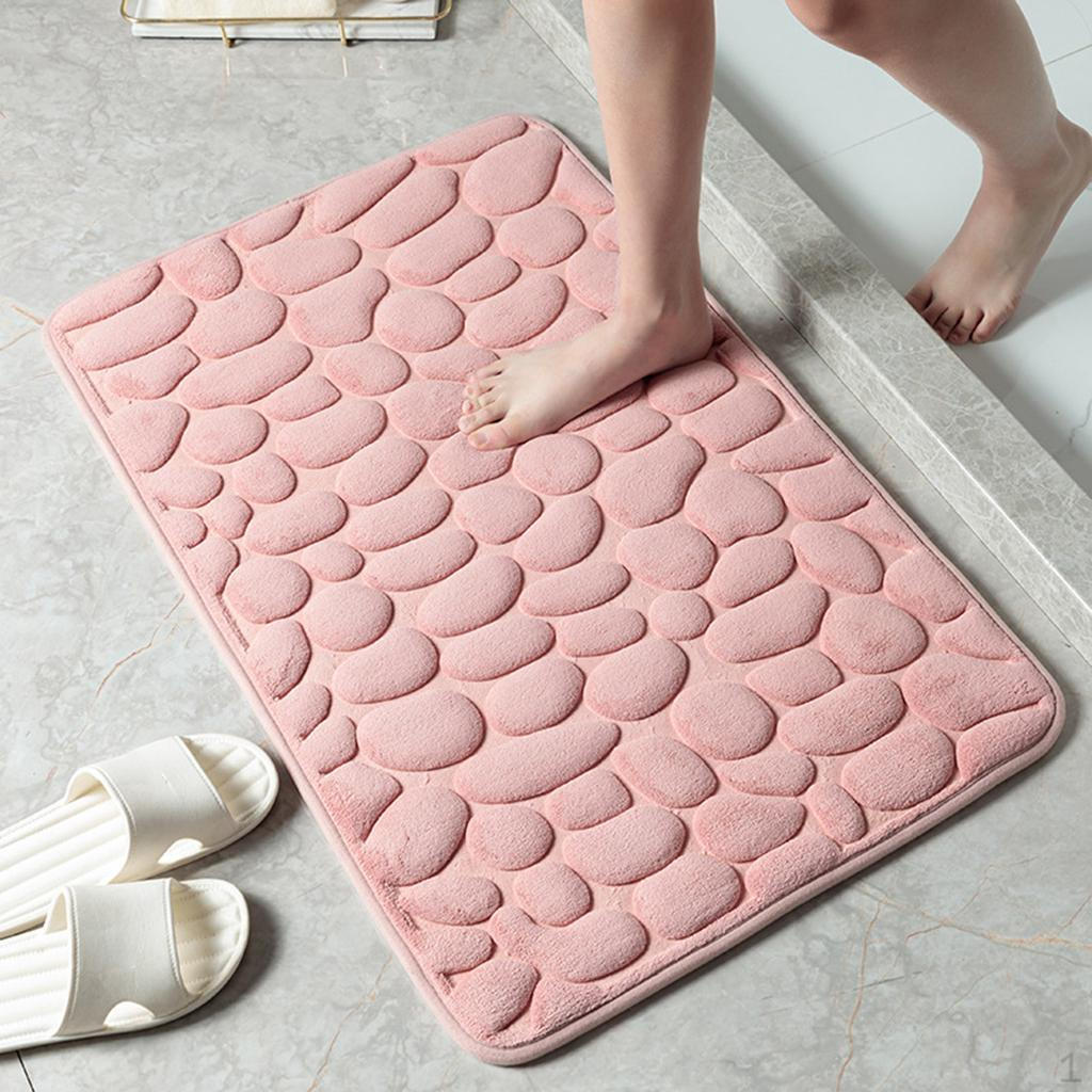 

Embossed Bathroom Carpet Anti-Slip Bath Rug for Shower Room Pink