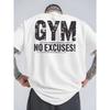 Unisex Tshirt Gym No Excuses Distressed Text Graphic Tee Crew Neck Short Sleeve Fitness Workout Casual Gym Streetwear Top