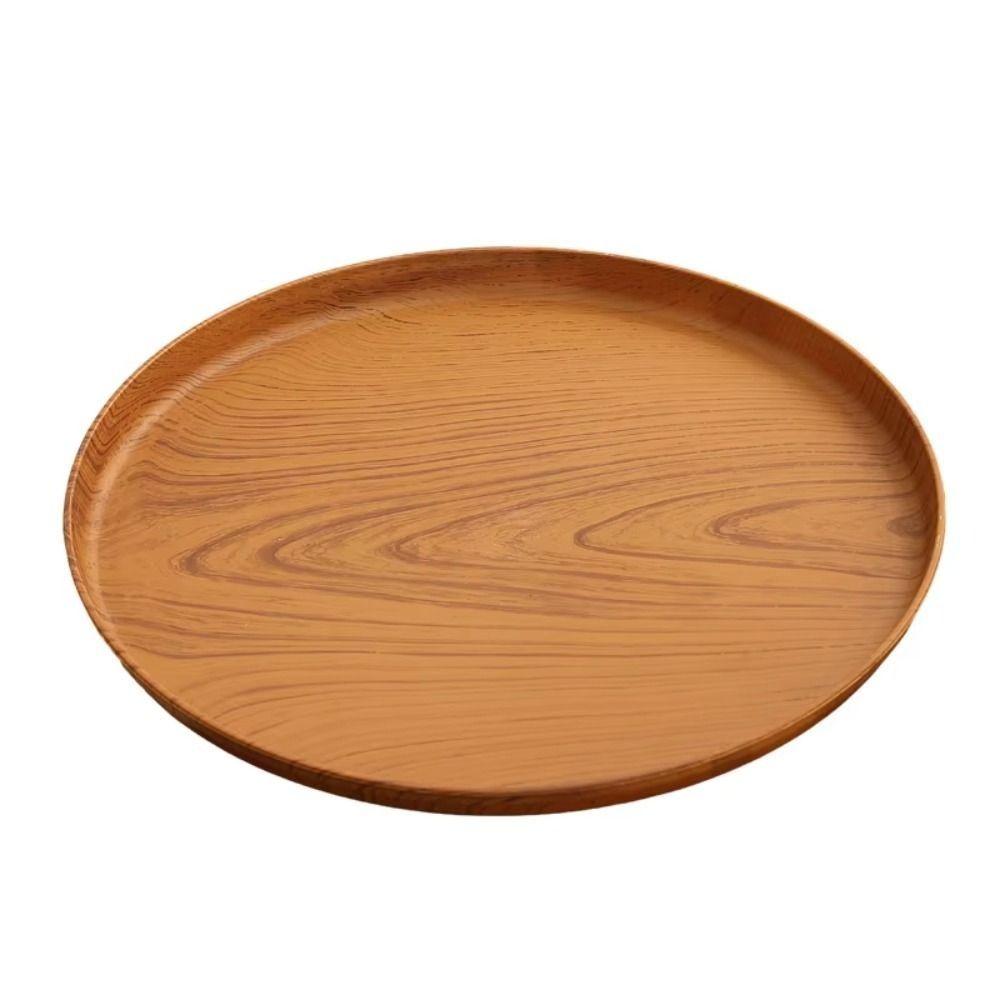 1 Stück Neu 20/26/32/38cm Imitation Holztablett Rund Handgefertigt Wasserbecher Tablett Kunststoff Geschirr Teller Heimgebrauch