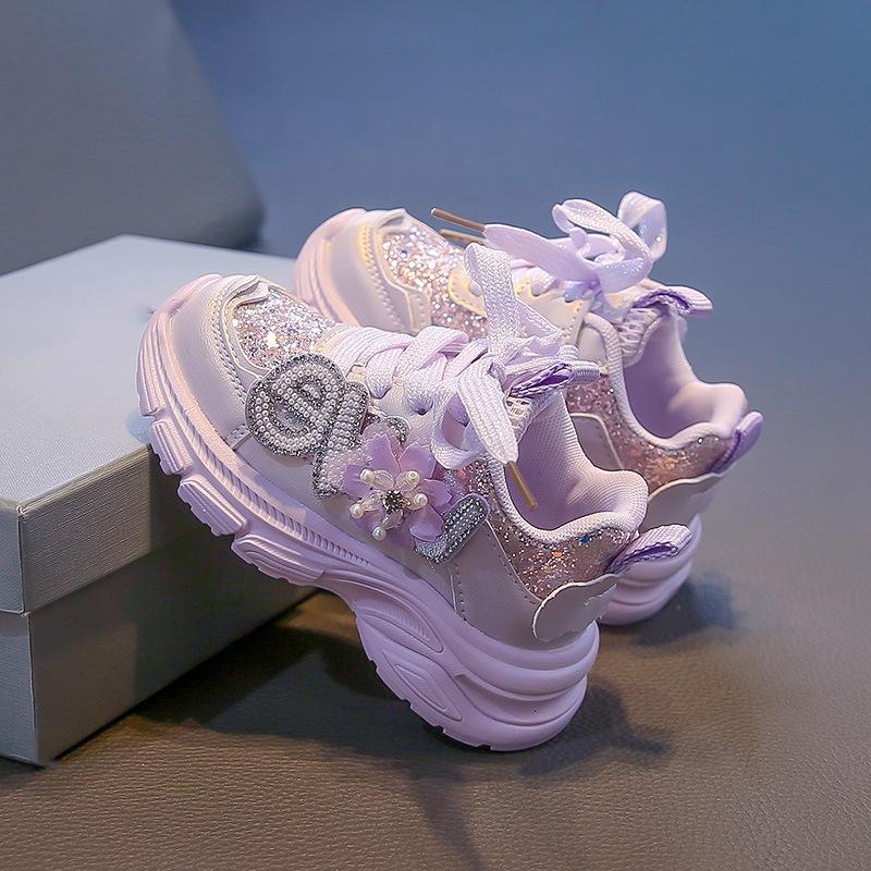 2025 Spring New Girls Sports Shoes Girls Shoes Soft Sole Non-slip Princess Shoes New Running Shoes Baby Shoes